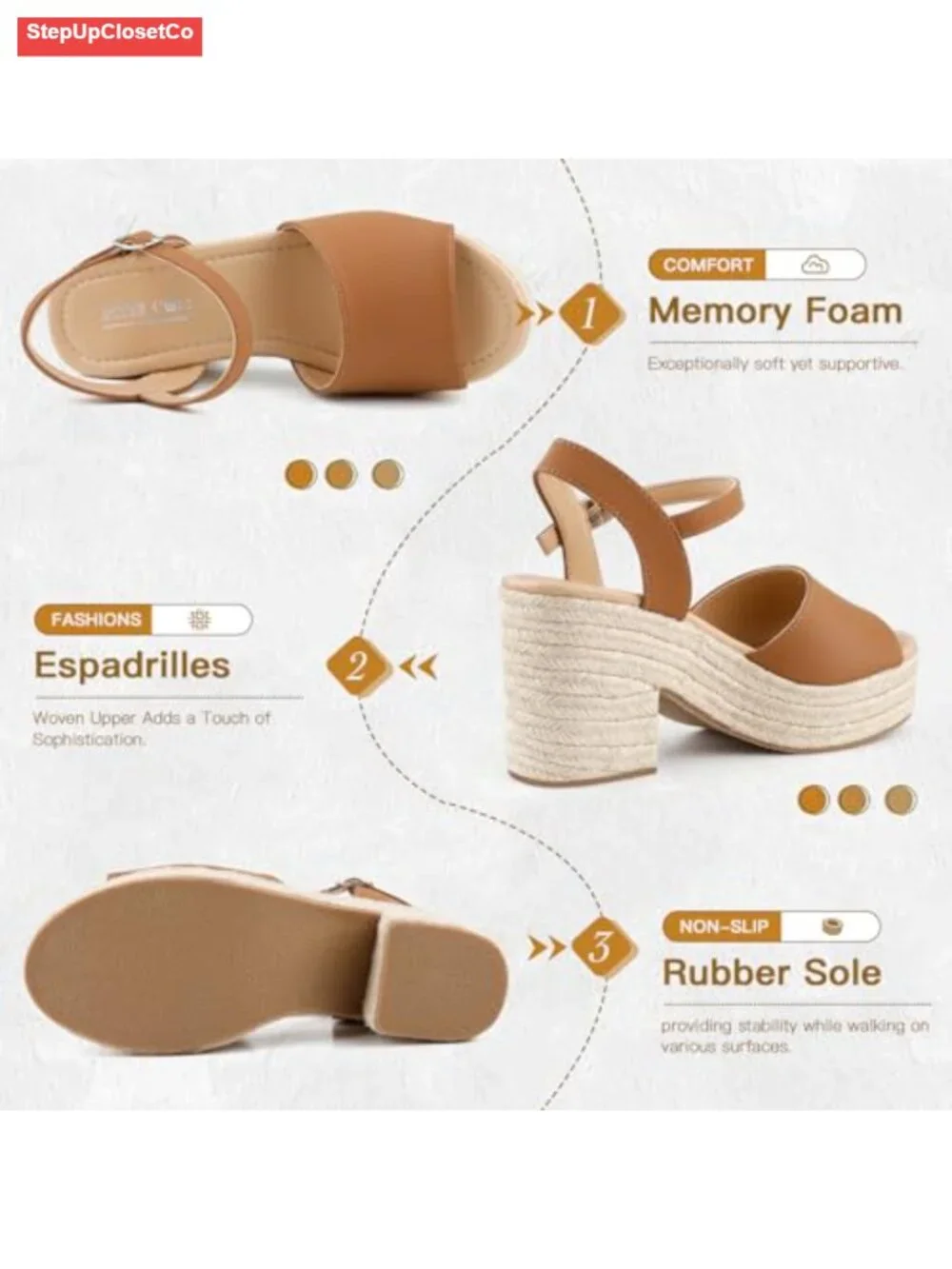 Espadrille Wedge Sandals Platform Ankle Strap Wedge Sandals for Women